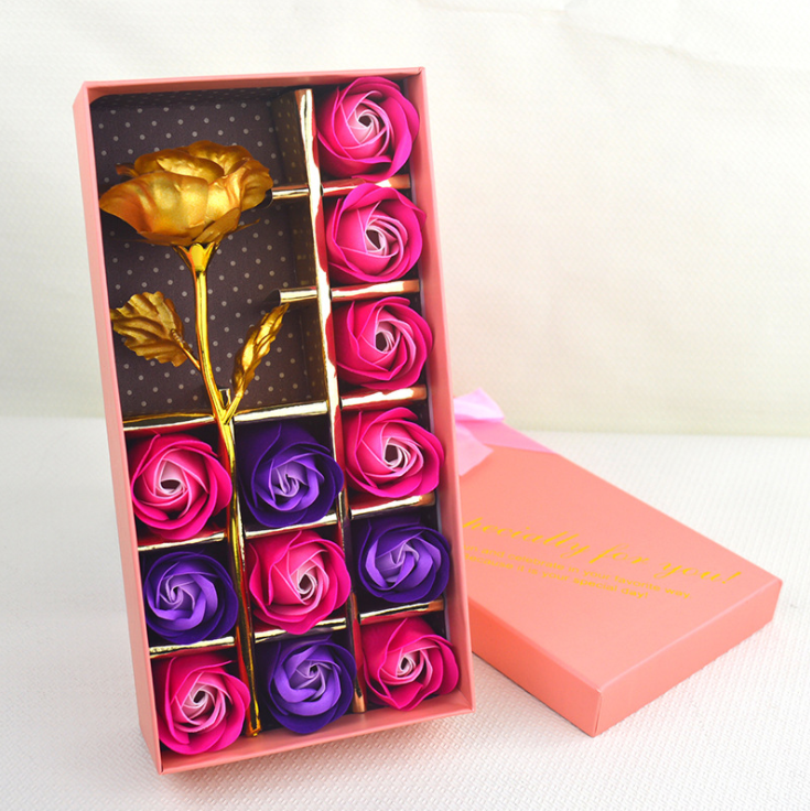 Gift set "Soap Roses box with 24k gold flower"