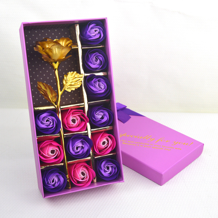 Gift set "Soap Roses box with 24k gold flower"