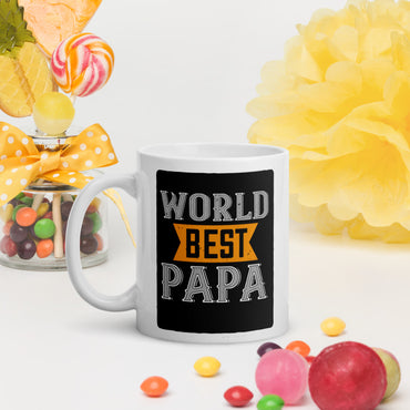 White glossy mug "Best World Papa"